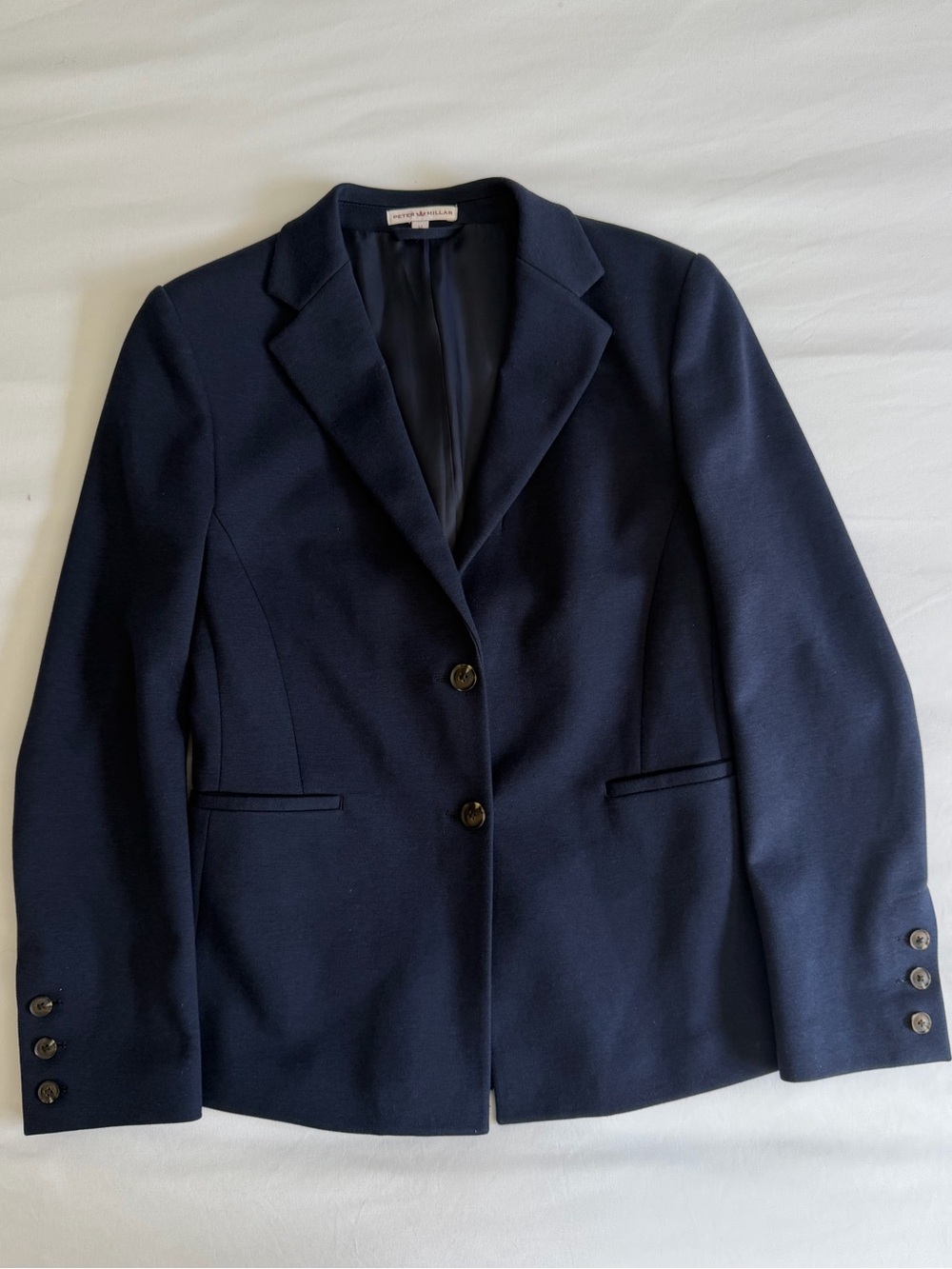 Peter Millar Navy Cotton Tencel Wool Two-Button Tailored Classic Blazer Women's